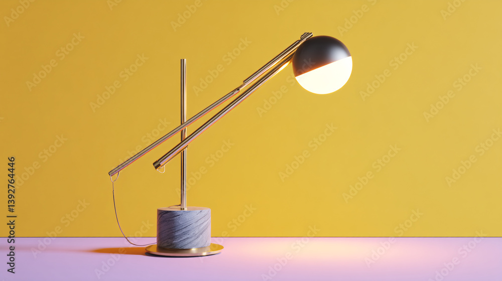 Poster a contemporary desk lamp using led technology, offering customizable light color and designed for il