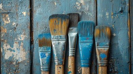 Used paintbrushes on weathered wood (1)