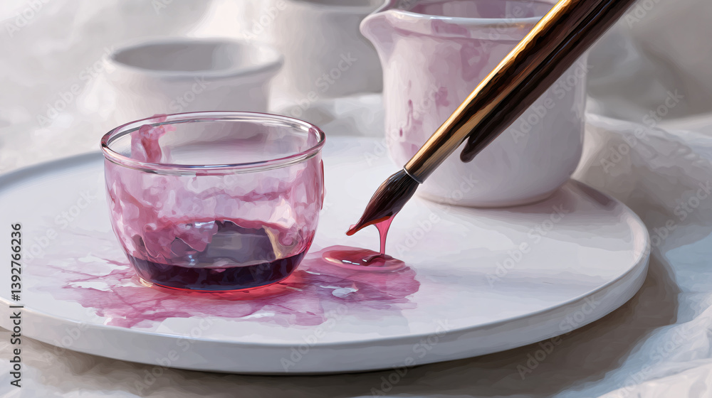 Poster a culinary creation uses a special, edible paper that shows animations when liquidlike a saucecomes 