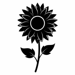 Fototapeta premium Sunflower Shine black silhouette vector