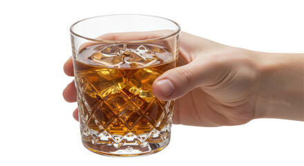 Isolated Hand Holding Whiskey Glass