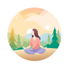 Forest Meditation Scene – Wellness and Self-Care Vector