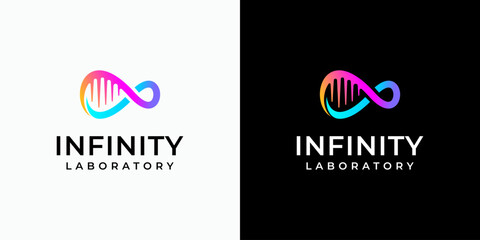 Vector logo design of the infinite DNA symbol with a modern, simple, clean and abstract style. Icon for business, research, science and personal branding.