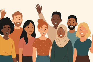 Obraz premium Diverse group of friends celebrating unity and happiness