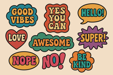 Naklejka premium Inspirational and retro speech bubbles for positive messages