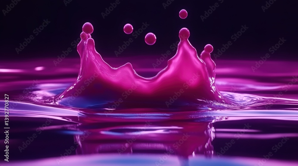 Aufkleber pink liquid splashing elegantly into a black background creating a stunning visual effect of dynamic