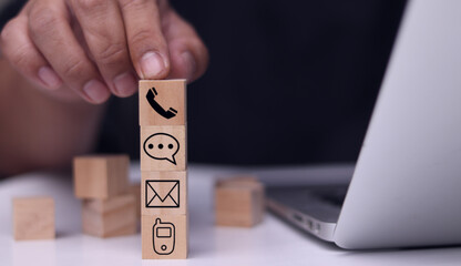 Connectivity, Contact, Global, Application, Big Data, Call Customer, Support, Contact Us or Customer Support Hotline where people contact, Businessman using laptop, Email, Address, Live Chat, Wifi Int