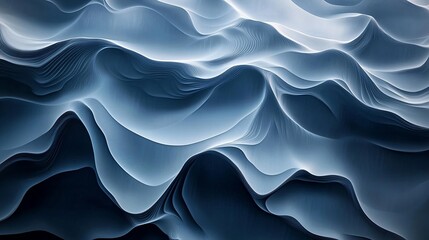 Obraz premium Abstract waves of deep blue and white, creating a calming and serene visual