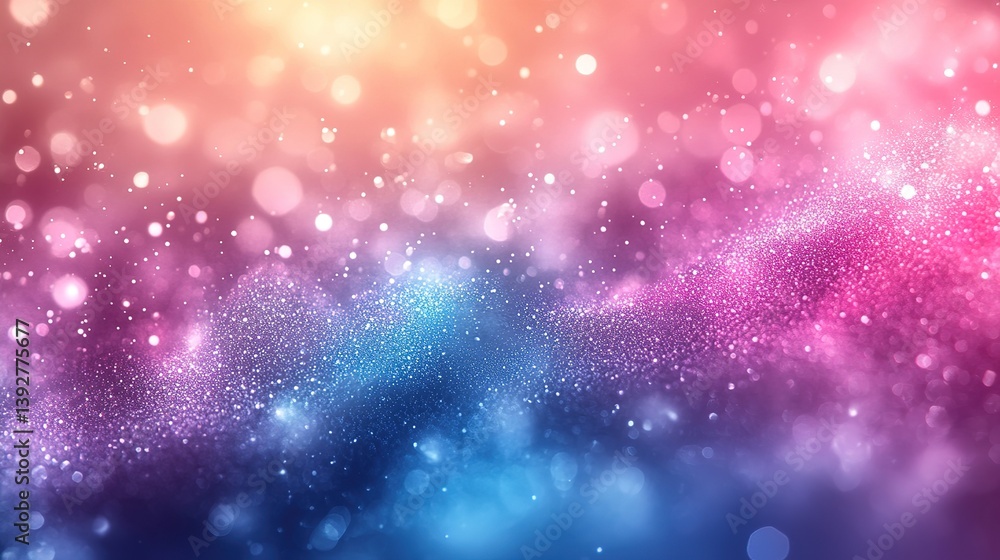 Poster dreamy abstract glitter dust background with bokeh effect and vibrant gradient