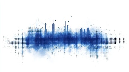 Obraz premium Blue city skyline abstract digital art.