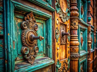 Fototapeta premium Intricate Architectural Detail A Closeup View of Weathered Wood on an Antique Luxury Home Showcasing Exquisite Texture