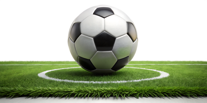  soccer ball on the football field isolated  white background PNG,AI GENERATED