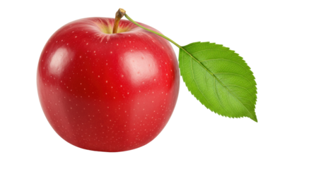 Isolated Red Apple with Leaf