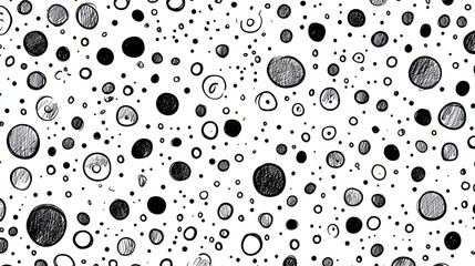 Abstract hand-drawn black and white dotted seamless pattern.