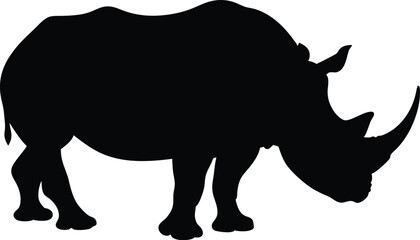 Rhino black silhouette vector,Rhino animal vector