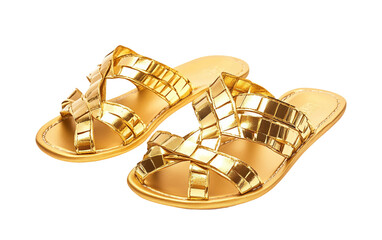 Sacred Golden Sandals Representing Journey of Kindness Isolated on transparent background.