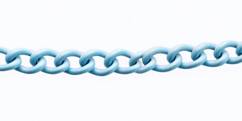 Pastel blue plastic chain isolated on white surface
