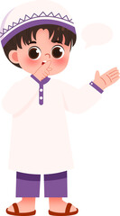 Adorable Young Boy in Traditional Clothing, Presenting and Pondering