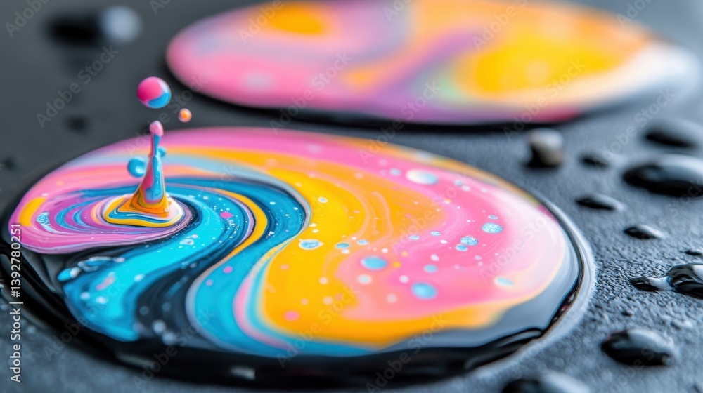 Aufkleber a single liquid drop captured in mid-air creating a stunning visual effect against a dark background