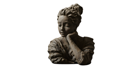 Elegant Bust Sculpture of a Seated Woman on Table - Classic Decor Art Piece