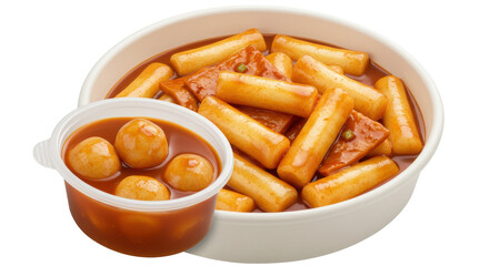 Isolated Tteokbokki and Fish Cake in Bowl