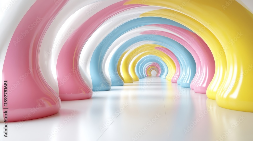 Poster colorful tunnel design featuring bright hues and abstract patterns creating a stunning visual portal
