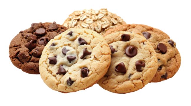 Cookies isolated on white background transparent PNG clipart.