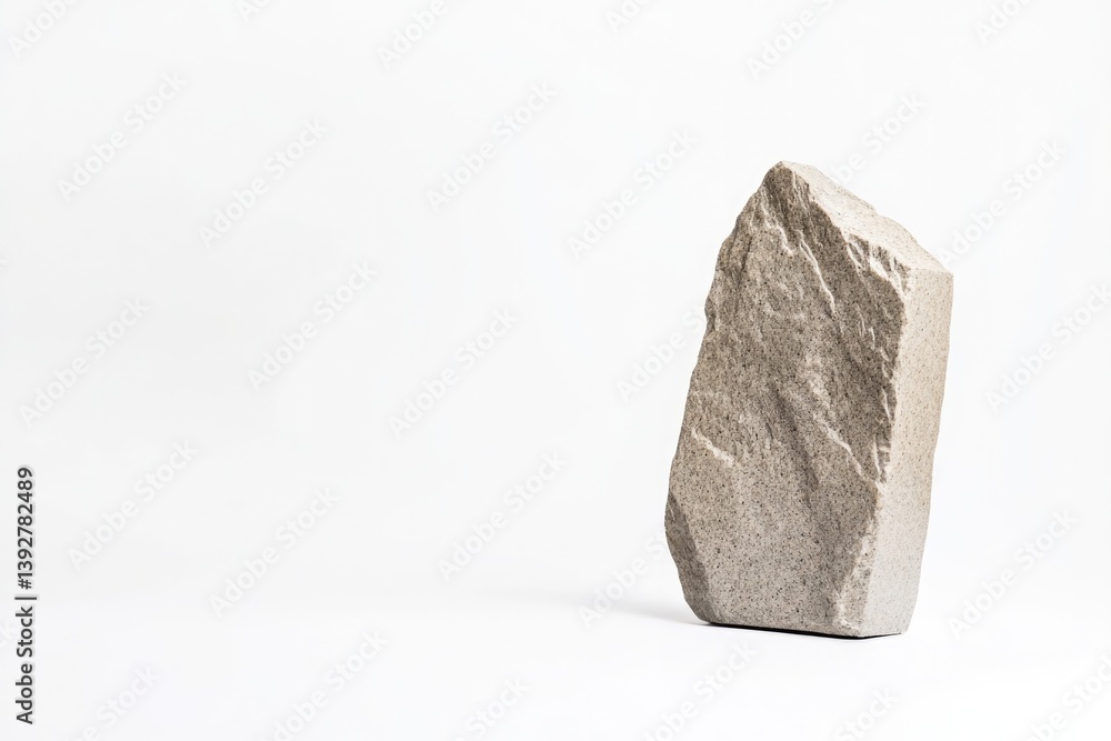 Poster minimalistic image of single gravestone isolated on white background surrounded by ample copy space