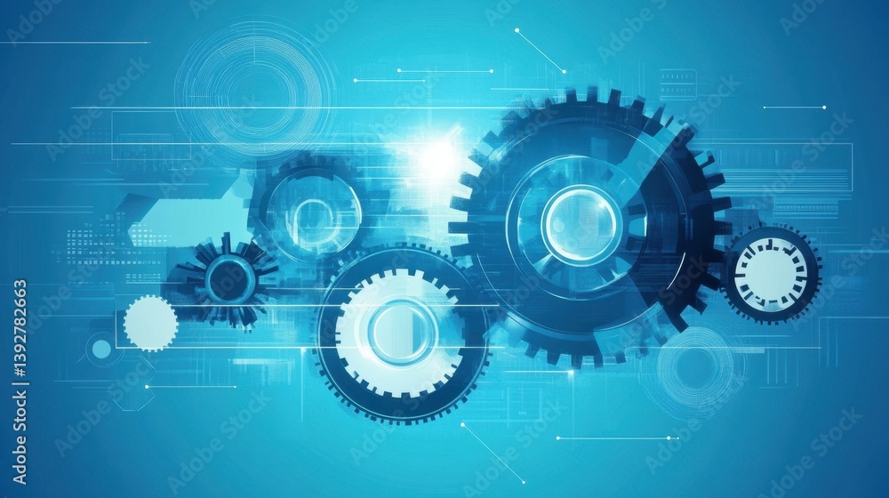 Poster blue technology background with abstract digital tech elements