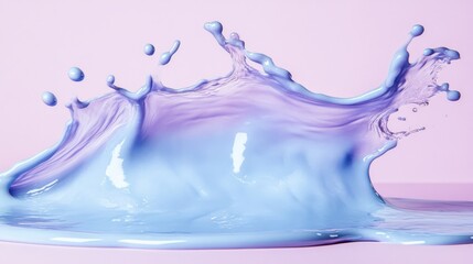 Fototapeta premium Stunning blue liquid splashing vividly against a soft pink background creating a dynamic visual contrast