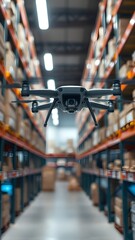 Obraz premium A drone flying through a warehouse