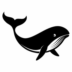 Whale Silhouette Vector Illustration in Black
