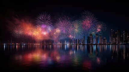 City Skyline Fireworks Display
