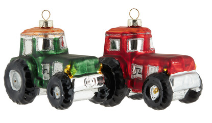 set tractor Vintage Christmas Decoration cut out isolated transparent background