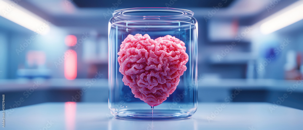 Aufkleber heart shaped brain is displayed in glass jar, symbolizing connection between emotion and intellect i