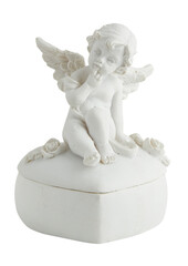 Christmas angel winged plaster sculpture cut out isolated transparent background