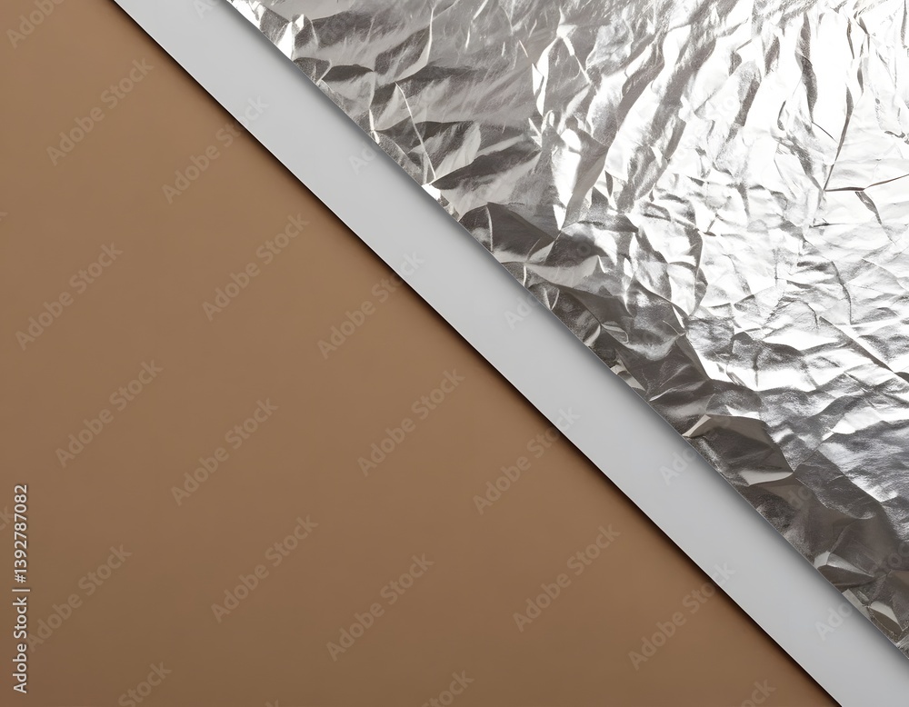 Fototapete brown metallic paper texture. warm foil surface with fold detail. elegant background. reflected ligh