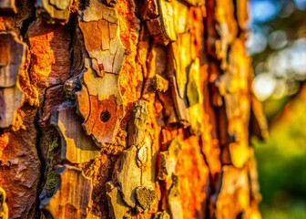 Intricate Wood Structure A Detailed Macro Photography of a Tree Trunk with Bore Holes Revealing Natures Microscopic