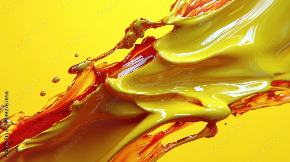 Aufkleber liquid splashing on a bright yellow background creating a dynamic and energetic visual experience
