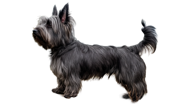 A Skye Terrier with Its Distinctive Coat Exploring the Outdoors isolated on white background PNG