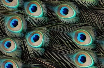 Obraz premium Beautiful peacock feather seamless pattern wallpaper