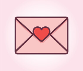 cartoon pink love letter with heart vector