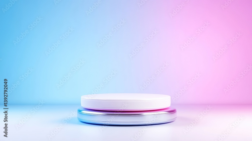 Poster circular display platform minimalist style high-resolution rendering center composition smooth surfa