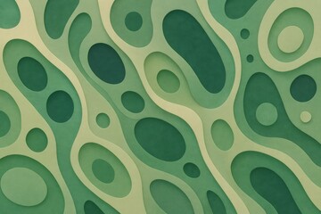 Green and beige paper cut background creating abstract organic shapes
