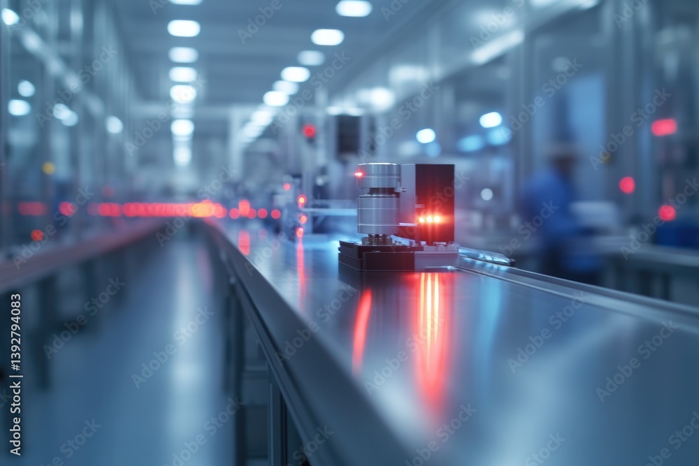 Aufkleber minimalistic view of automated production line in modern factory emphasizing innovation and efficien