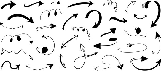 Black And White Hand Drawn Arrow Vectors For Direction And Flow