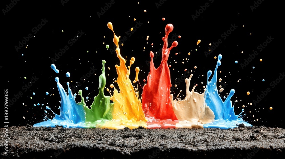 Aufkleber vibrant rainbow colored splash of paint with motion trail effect creating a dynamic and energetic vi