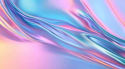 Fototapeta premium Elegant Iridescent Abstract: This image showcases a mesmerizing display of fluid, iridescent colors. The smooth, flowing forms create a dynamic and visually appealing composition. 