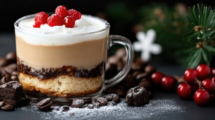 Layered Coffee Dessert in Glass Mug