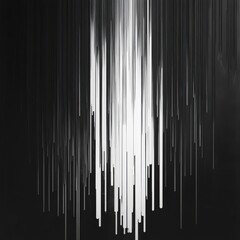 abstract art featuring digital rainfall in a monochrome spectrum isolated on a minimalistic background vertical streams of monochrome pixels cascading in rhythmic order 
